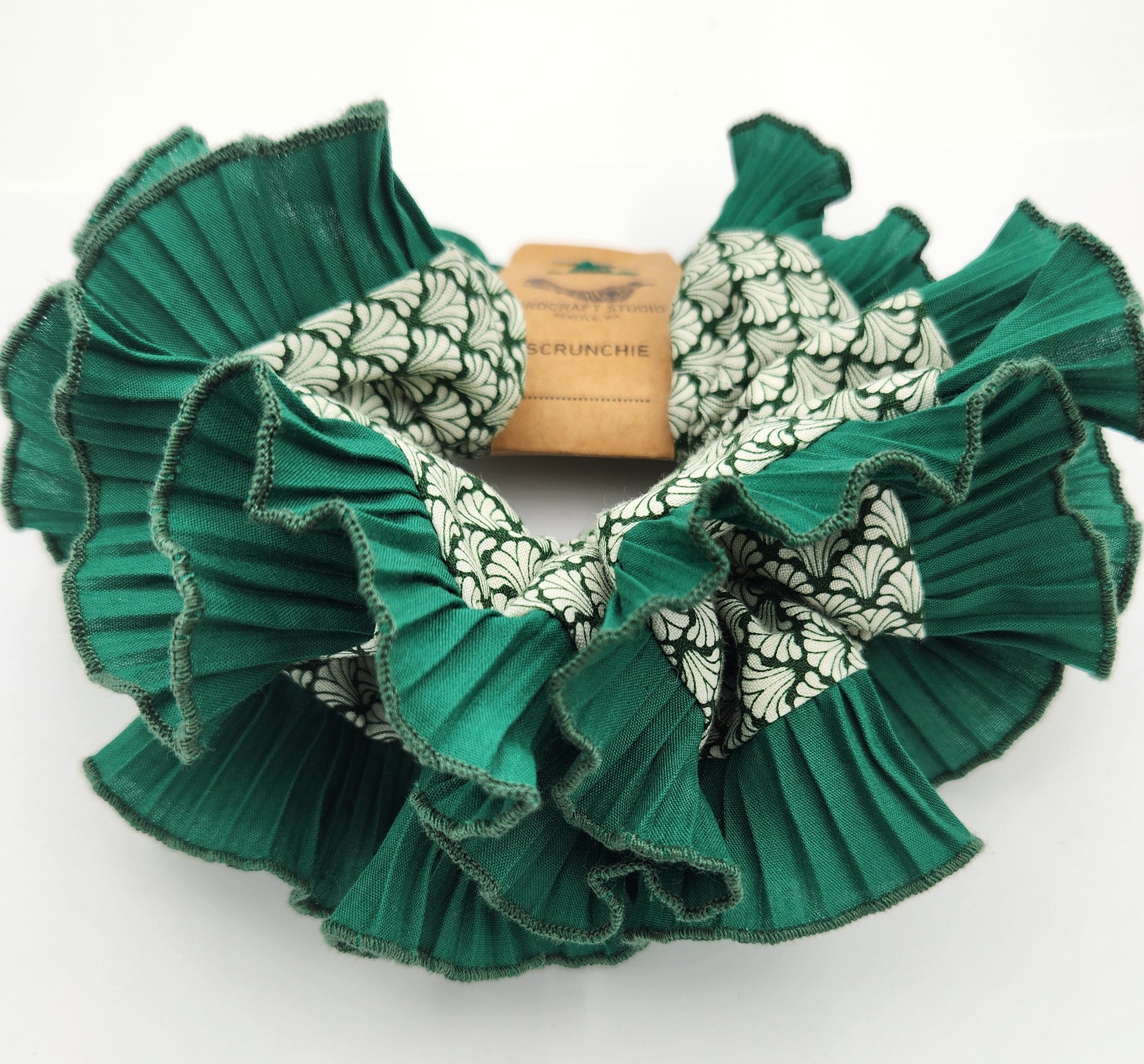 Green Pattern Scrunchie