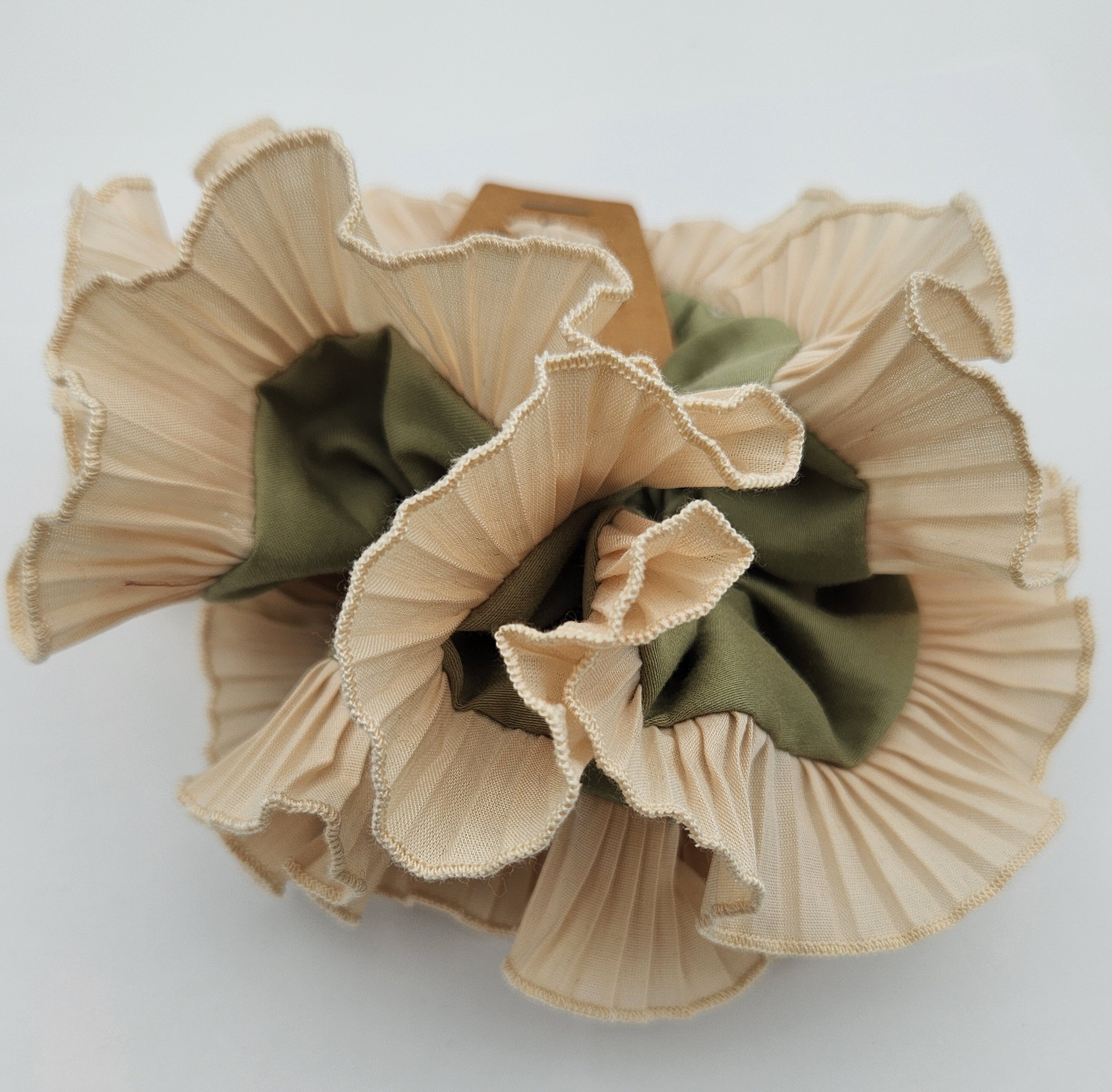 Olive Green Cream Scrunchie