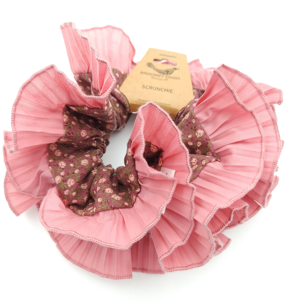 Pink Floral Scrunchie