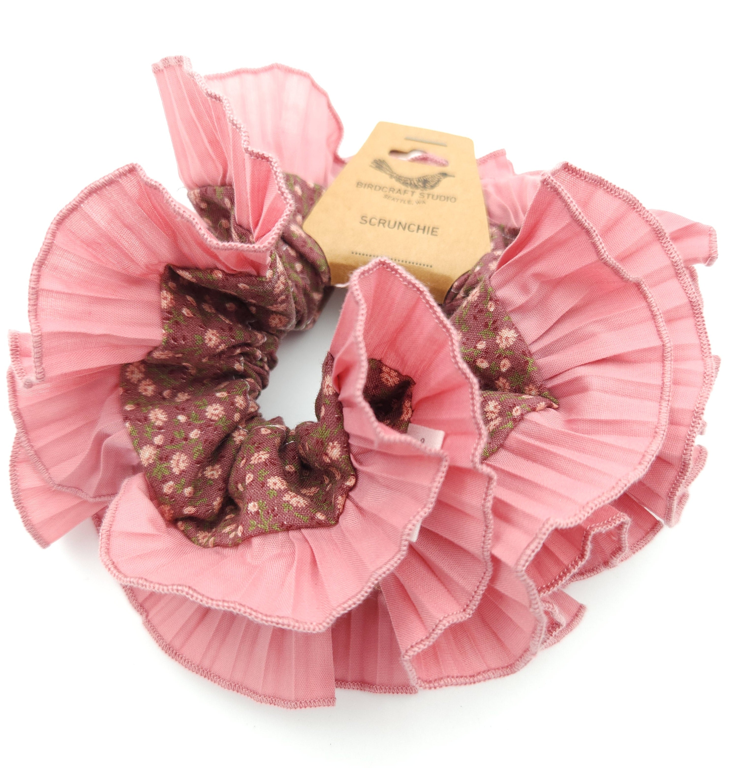 Pink Floral Scrunchie