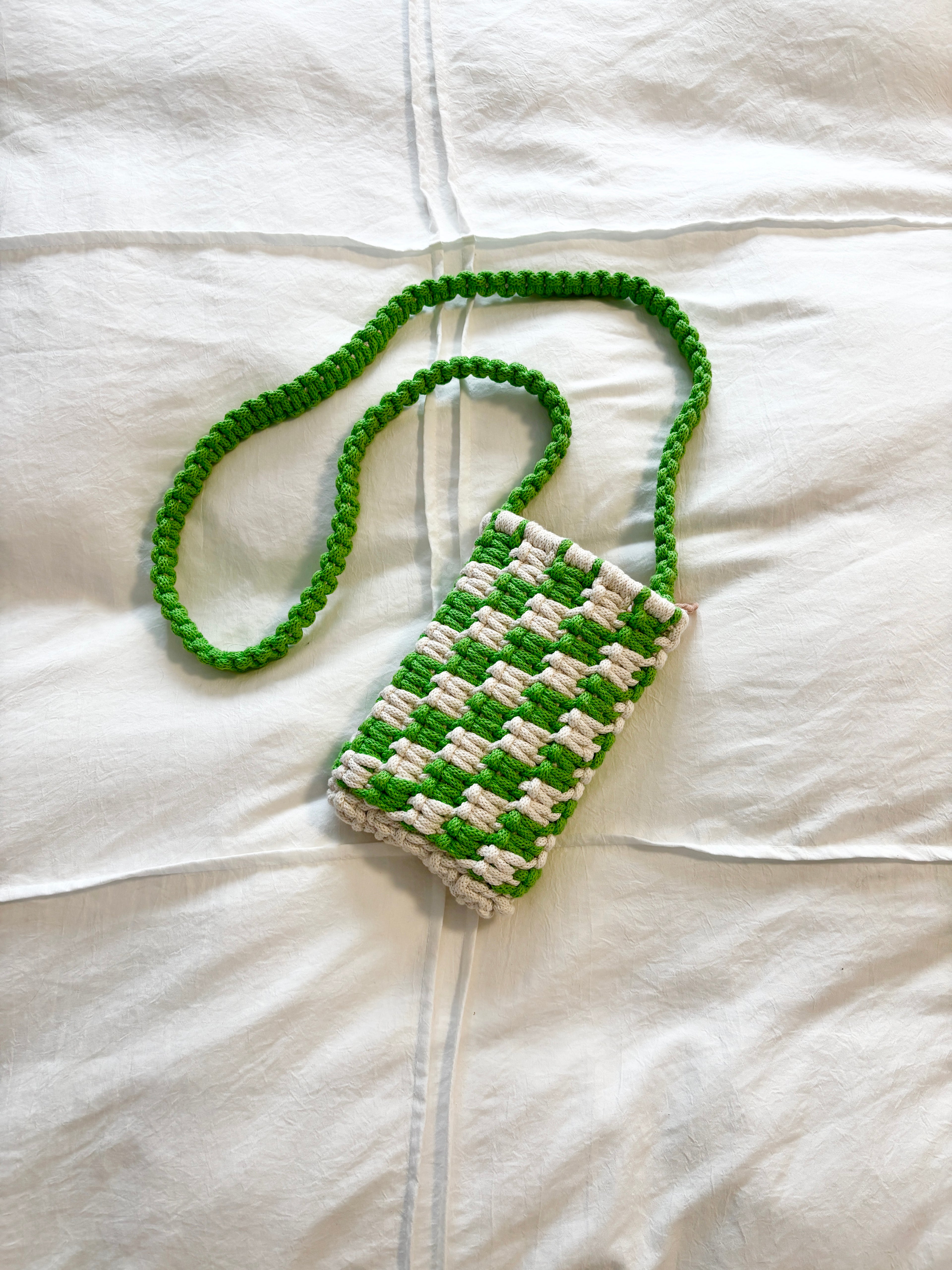 Checkered Phone Sling in Lime
