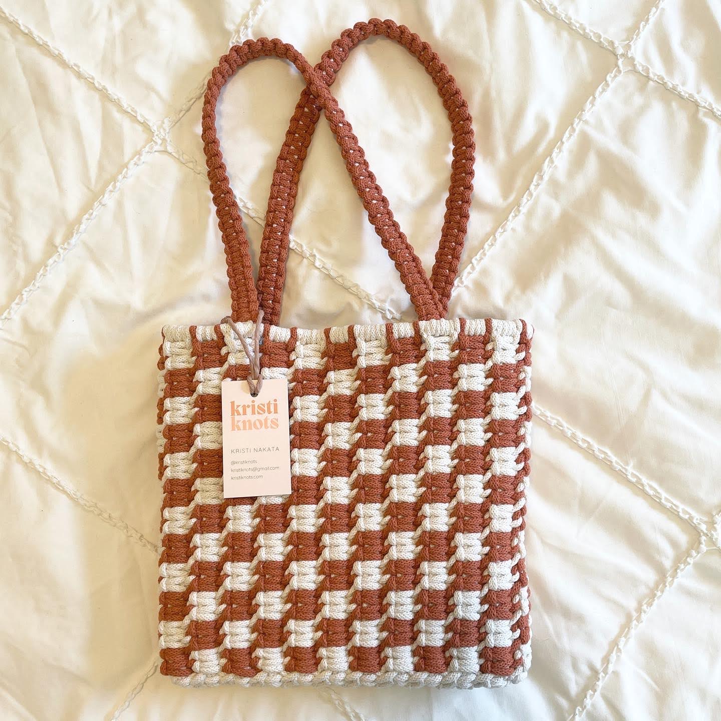 Checkered Tote in Terracotta