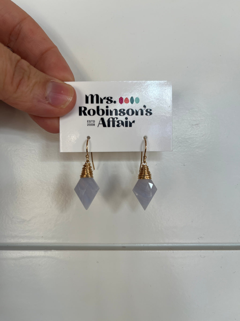 Blue Lace Agate Simple Earrings