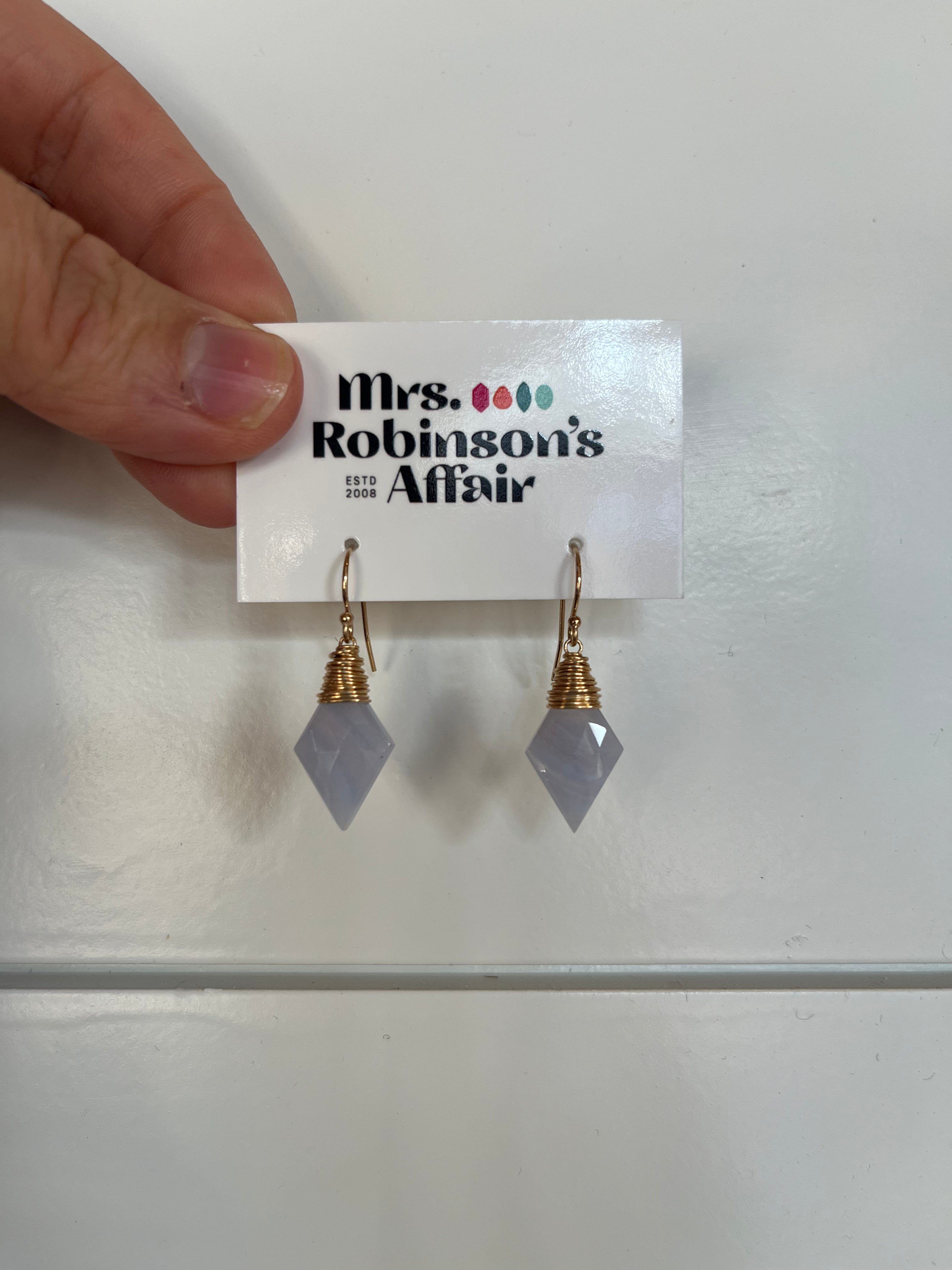 Blue Lace Agate Simple Earrings