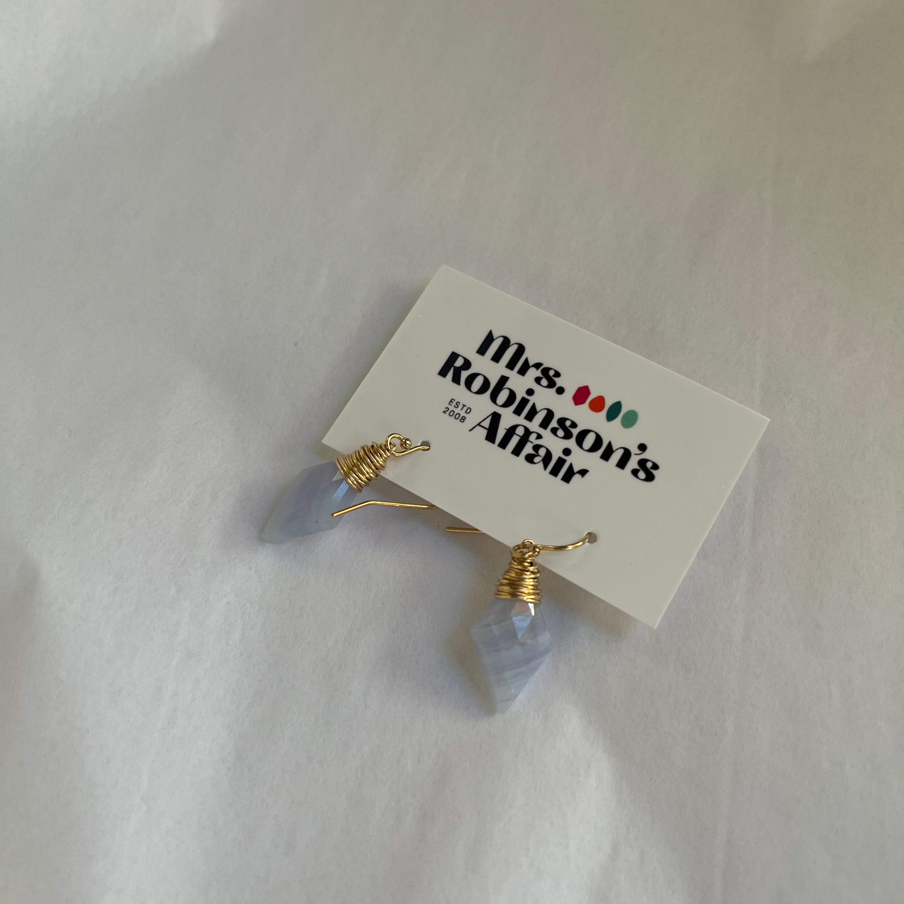 Blue Lace Agate Simple Earrings