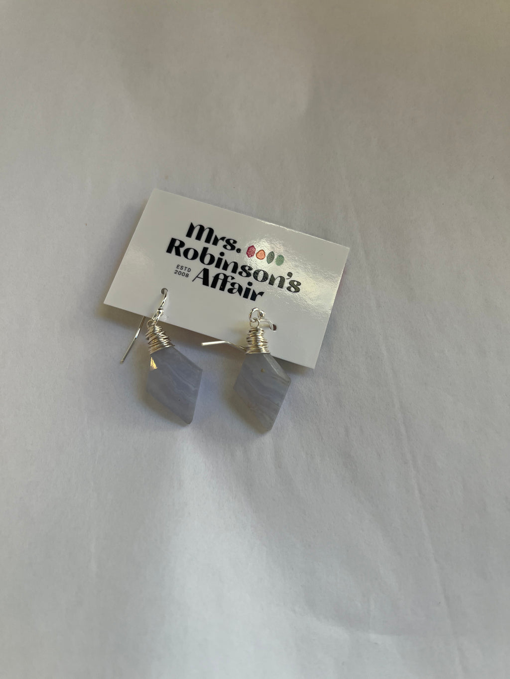 Blue Lace Agate Simple Earrings