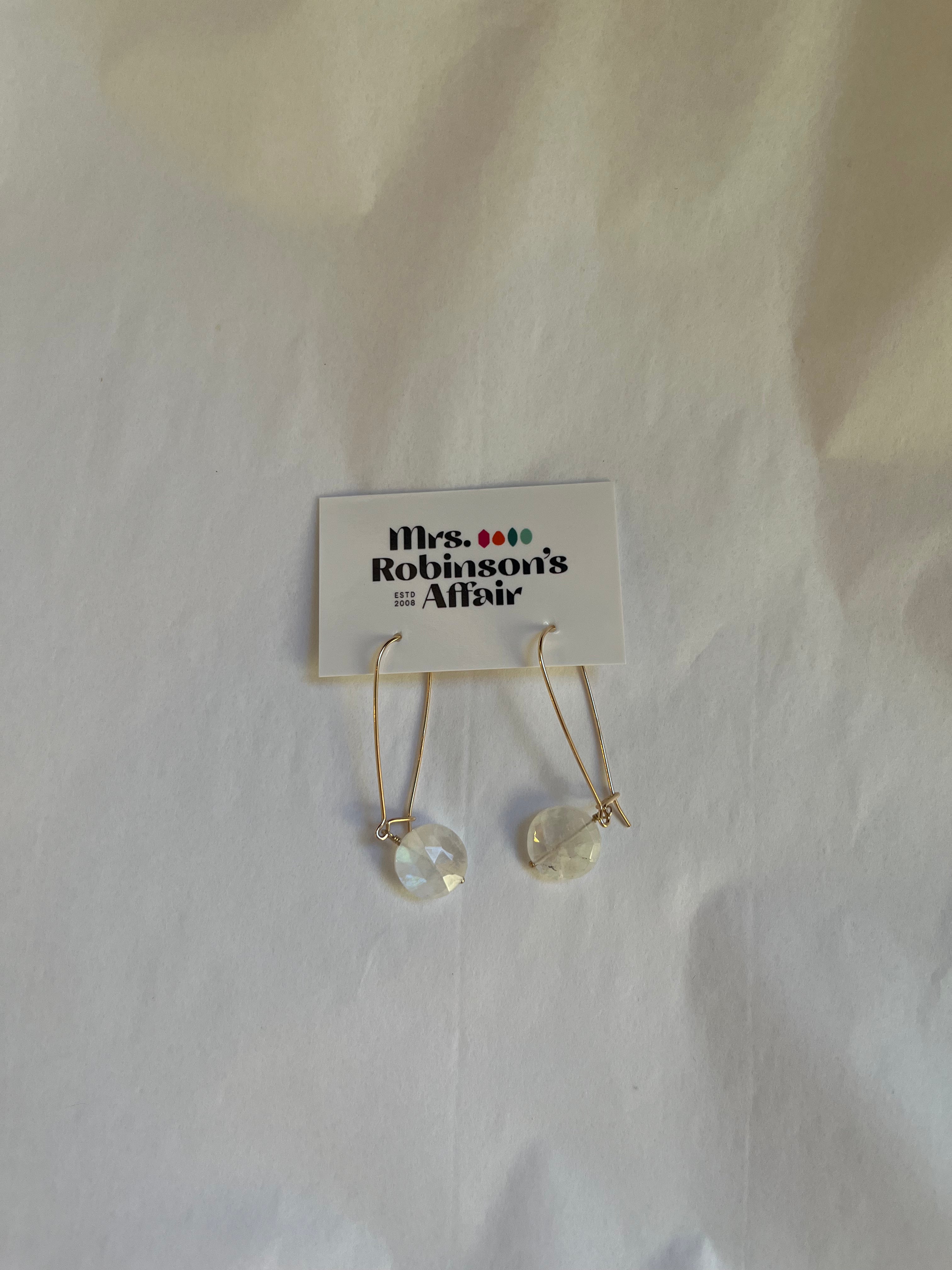 Rainbow Moonstone Kidney Earrings