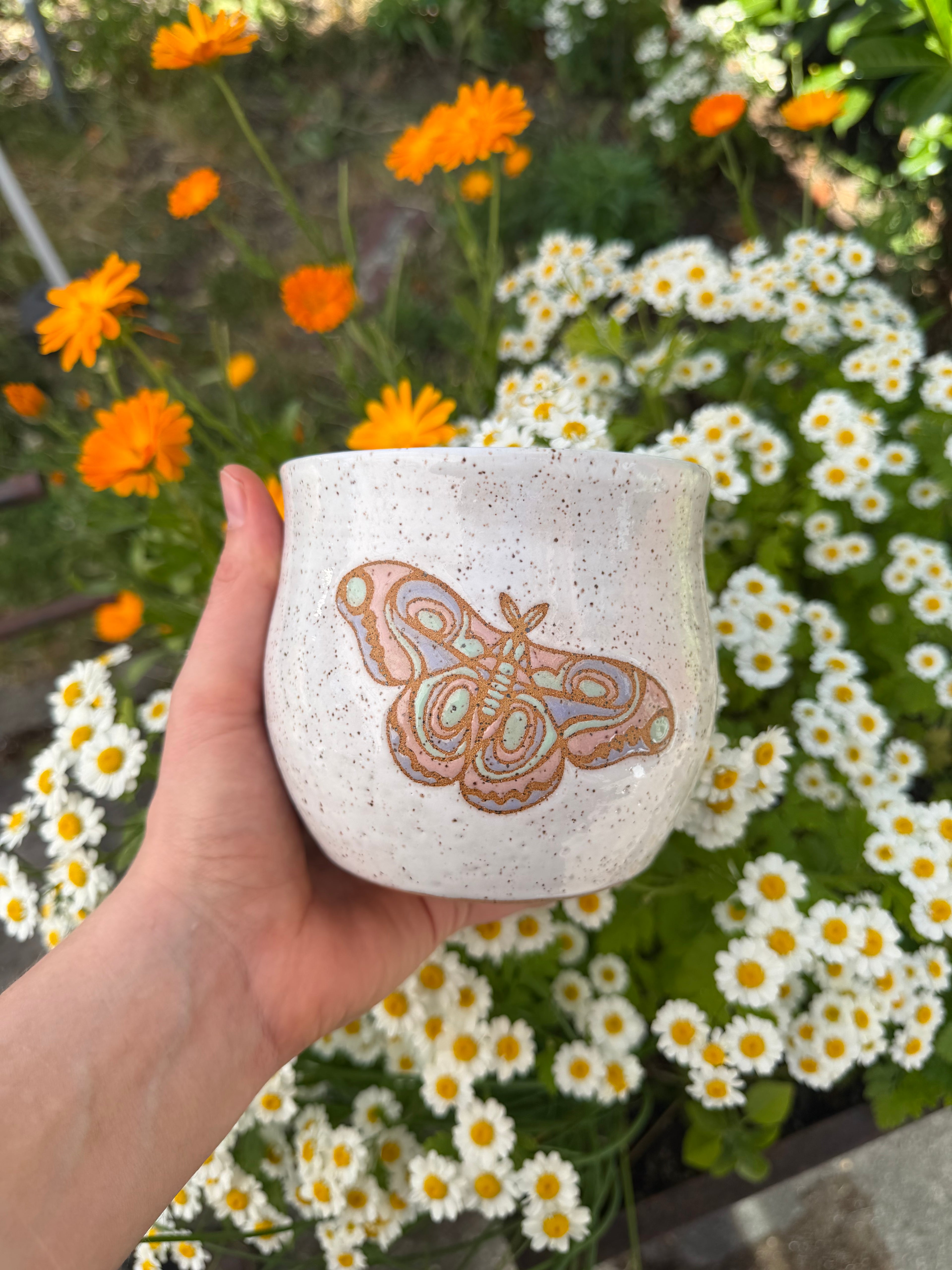 White Moth Vase