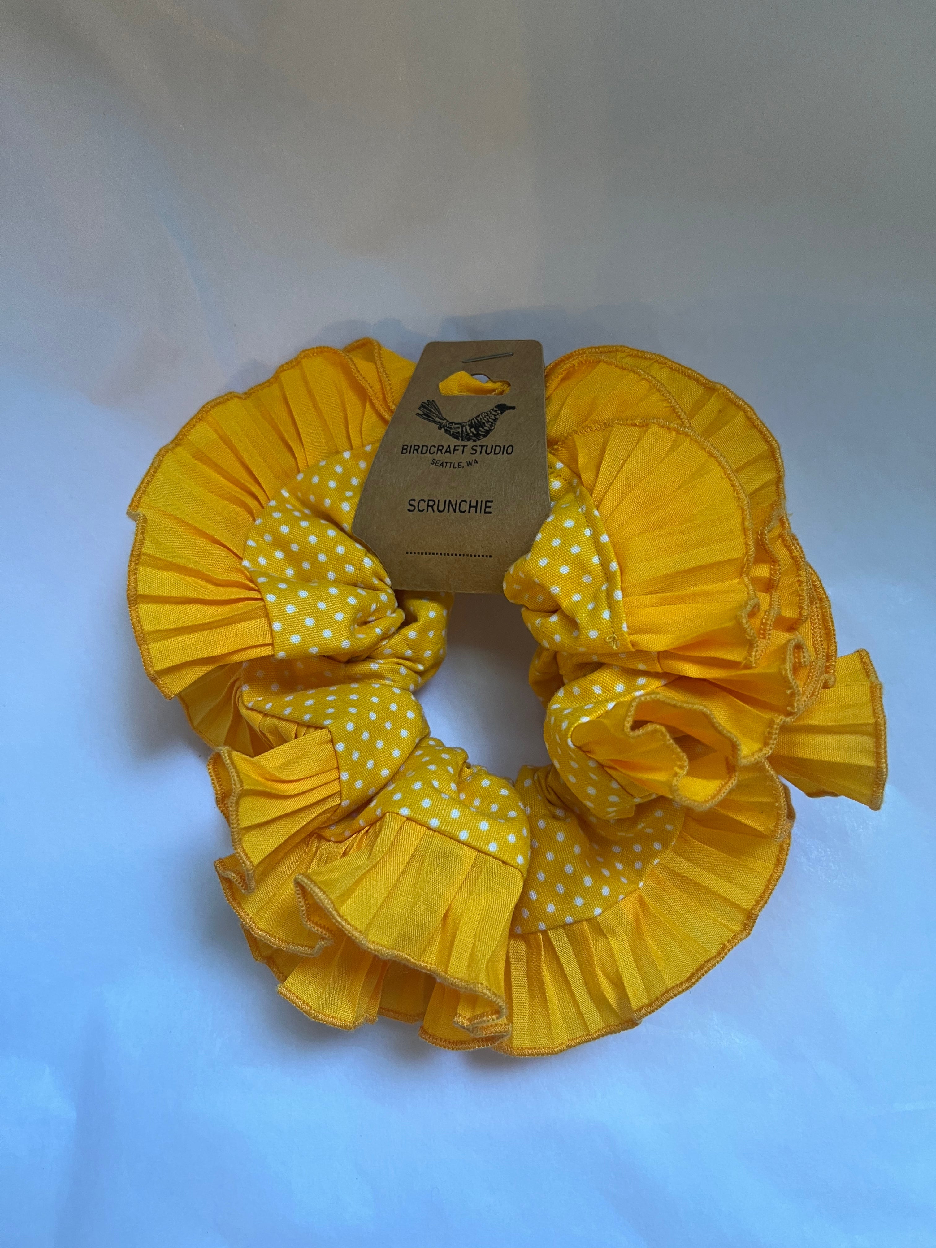 Yellow Polka Dot Scrunchie