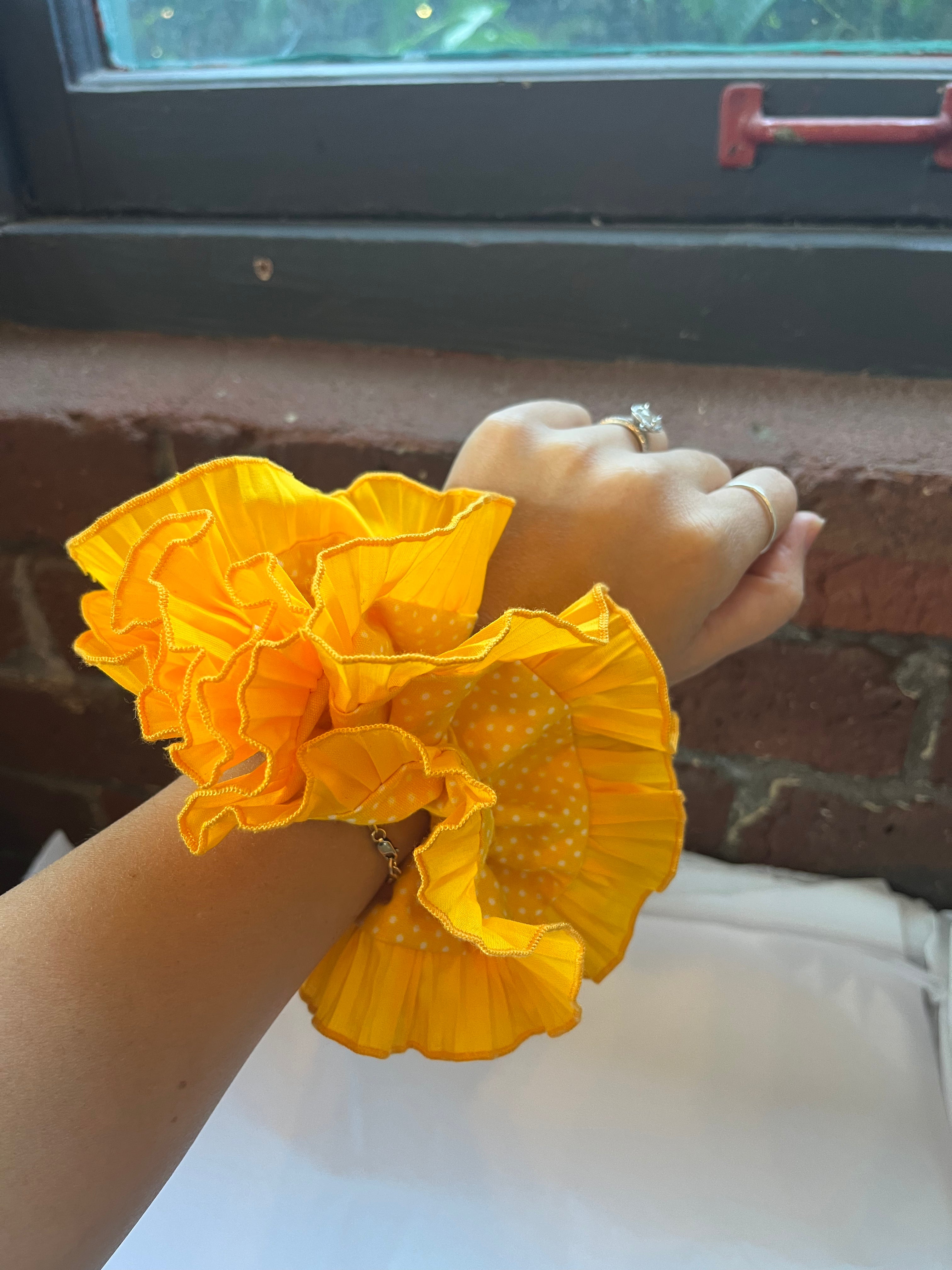 Yellow Polka Dot Scrunchie