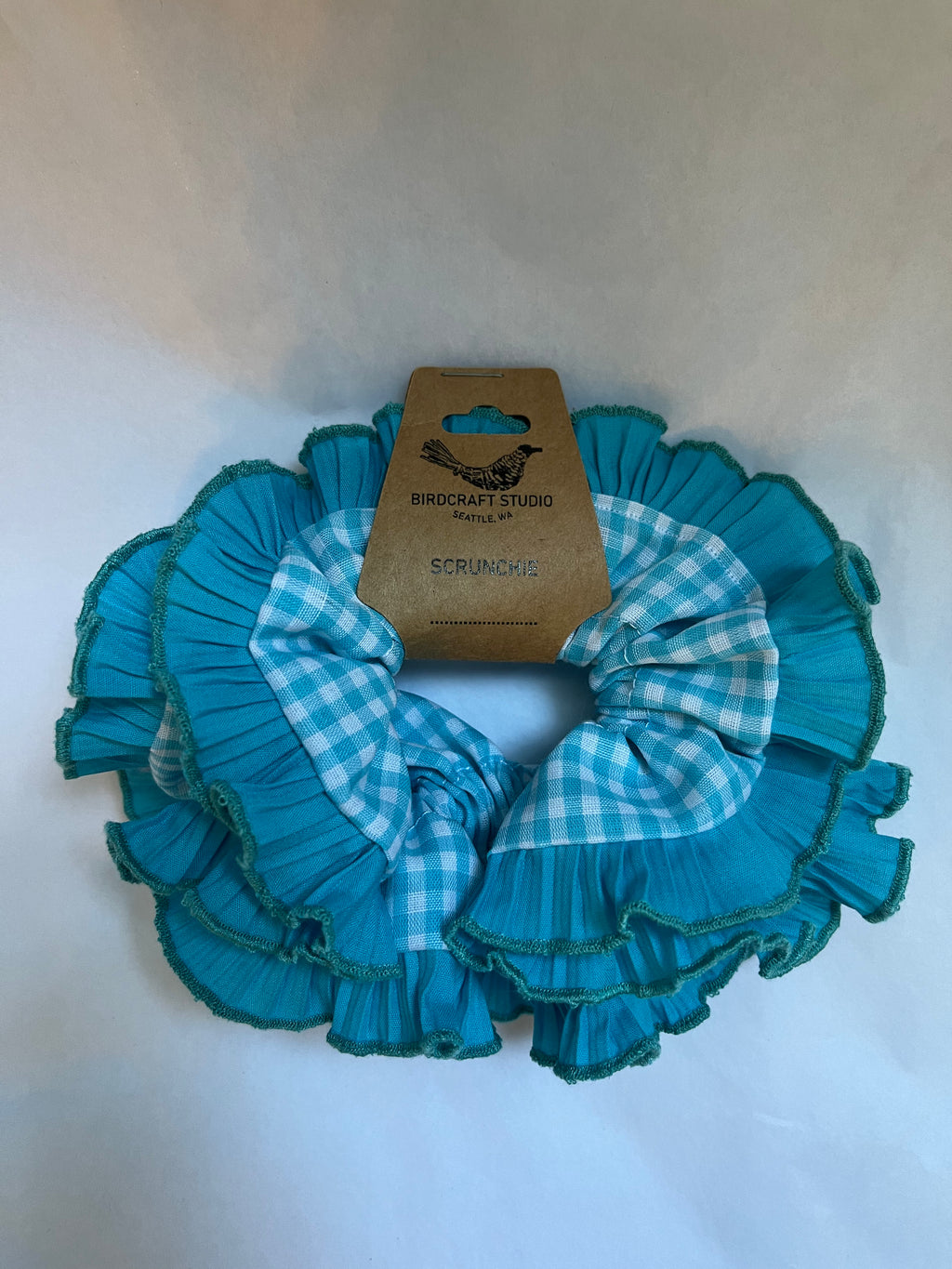 Light Blue Gingham Scrunchie