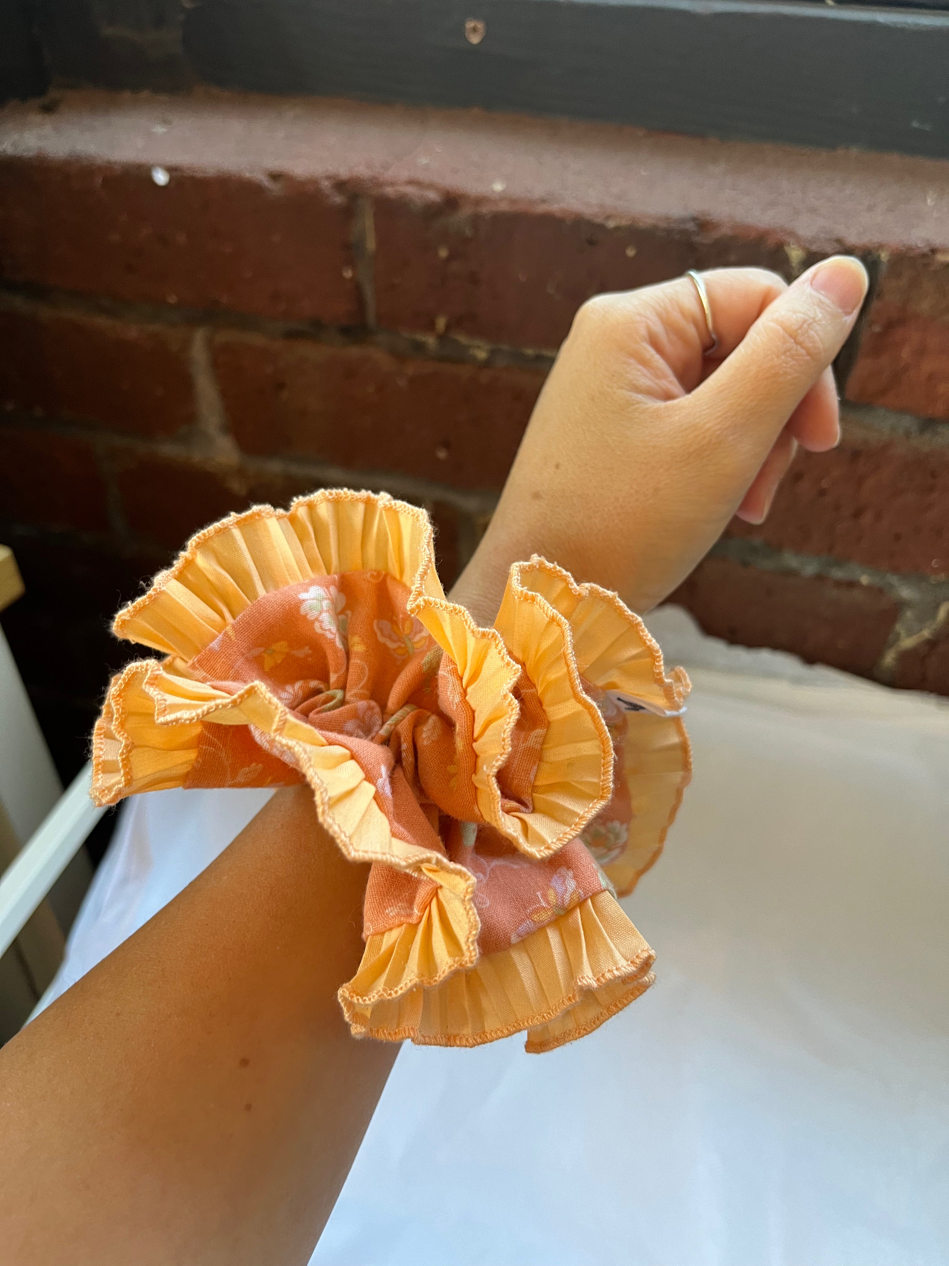 Pink Floral Scrunchie