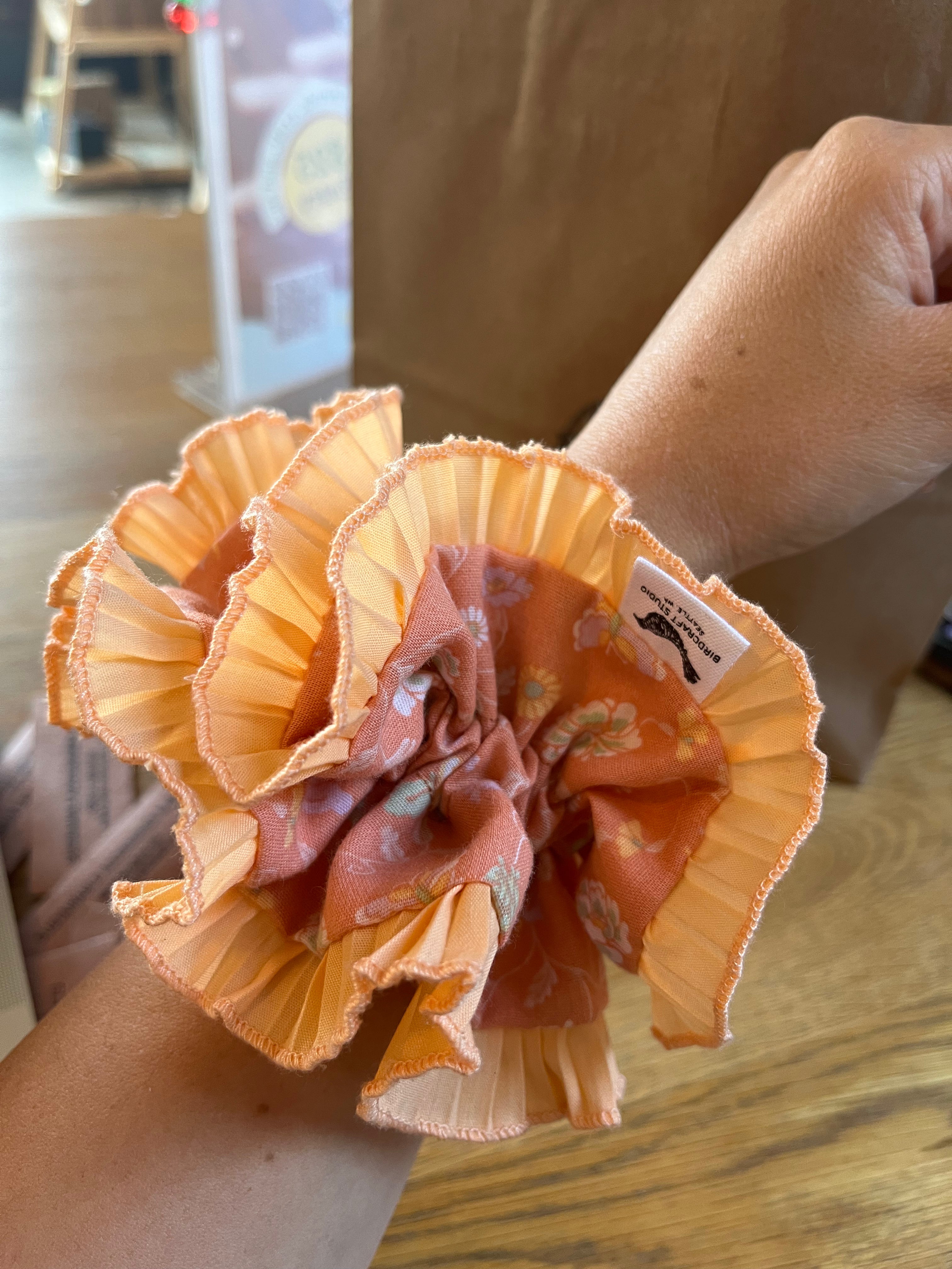 Pink Floral Scrunchie