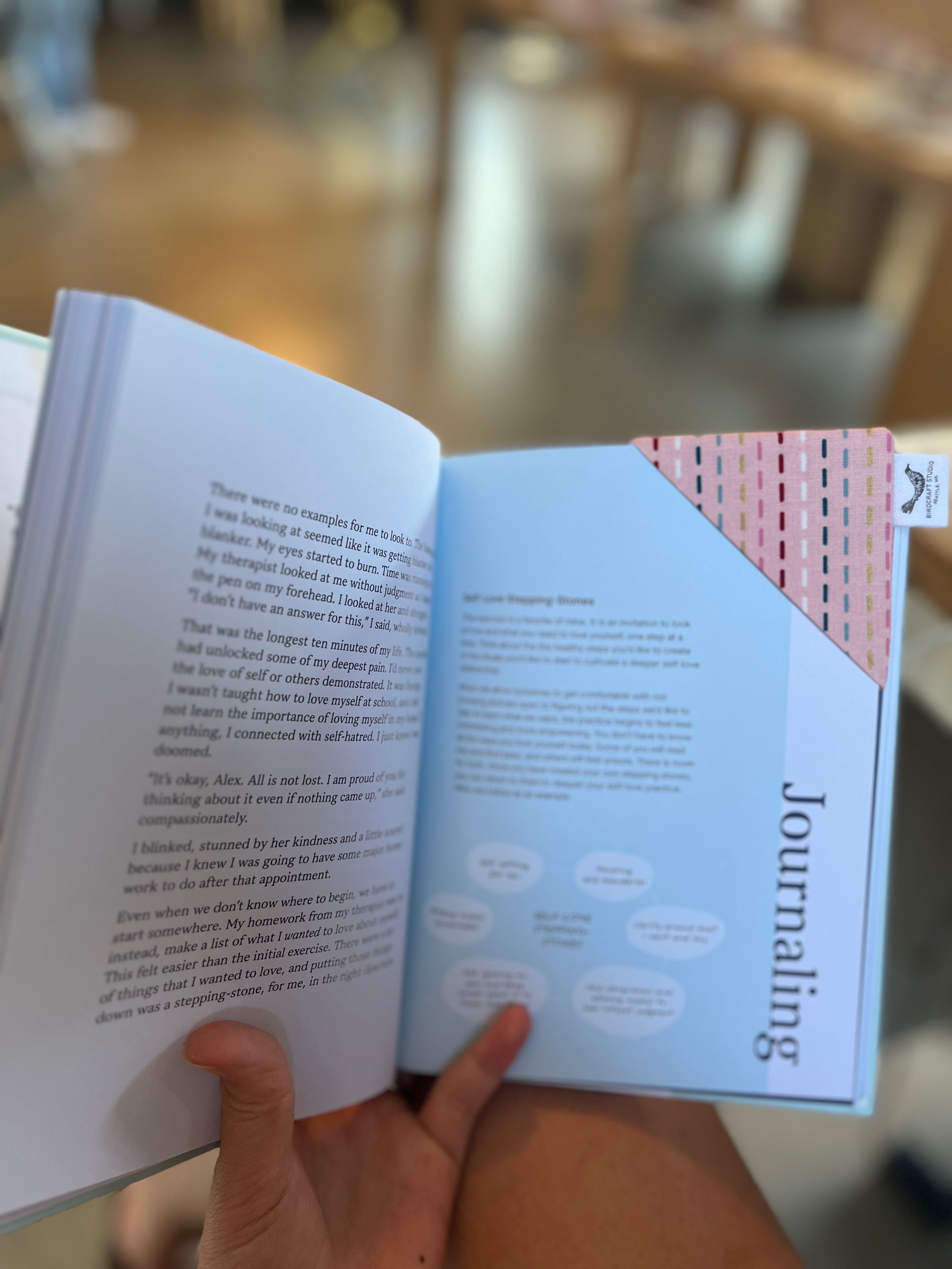 Aqua with Stripe Florals Bookmark