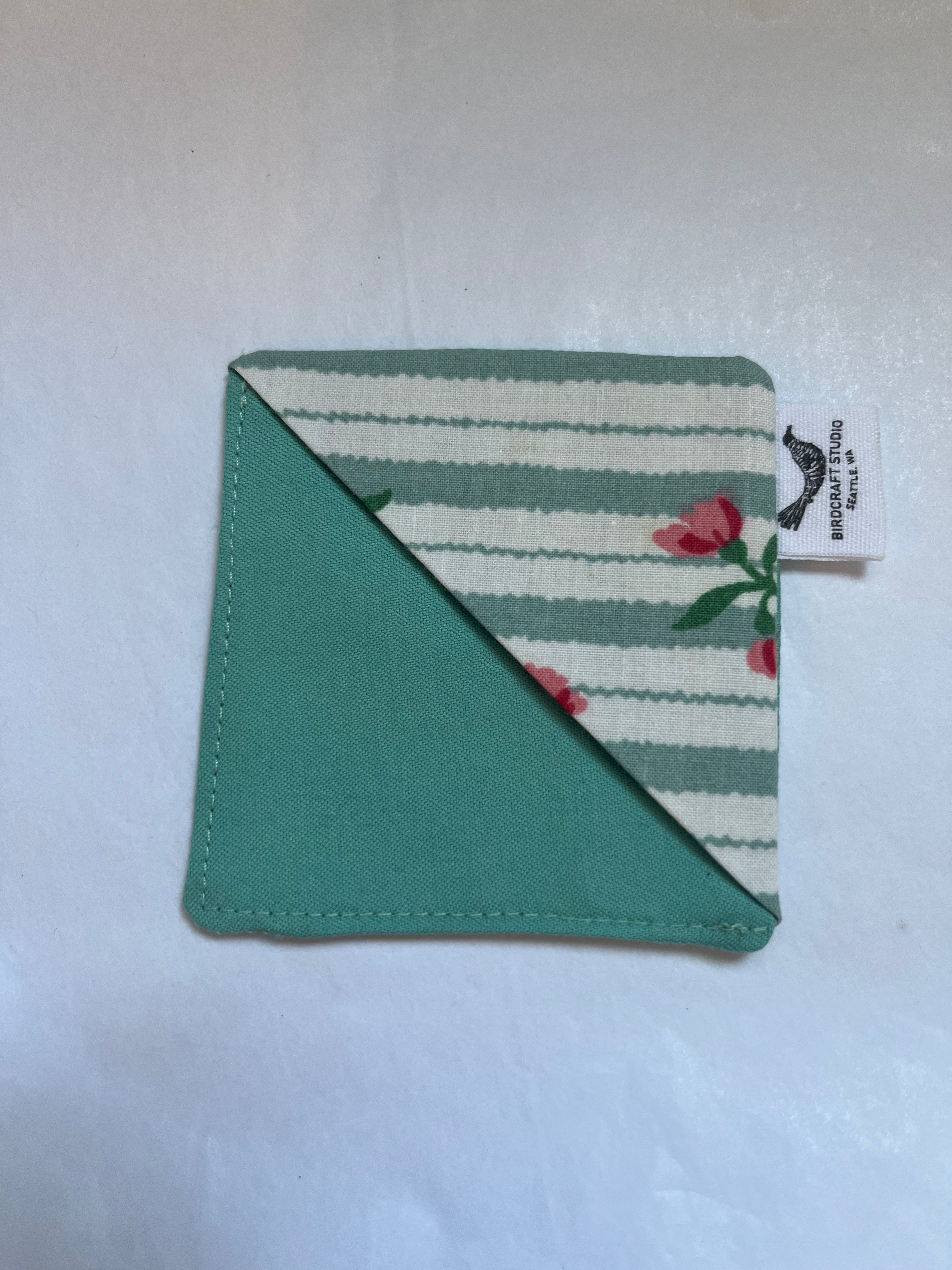 Aqua with Stripe Florals Bookmark