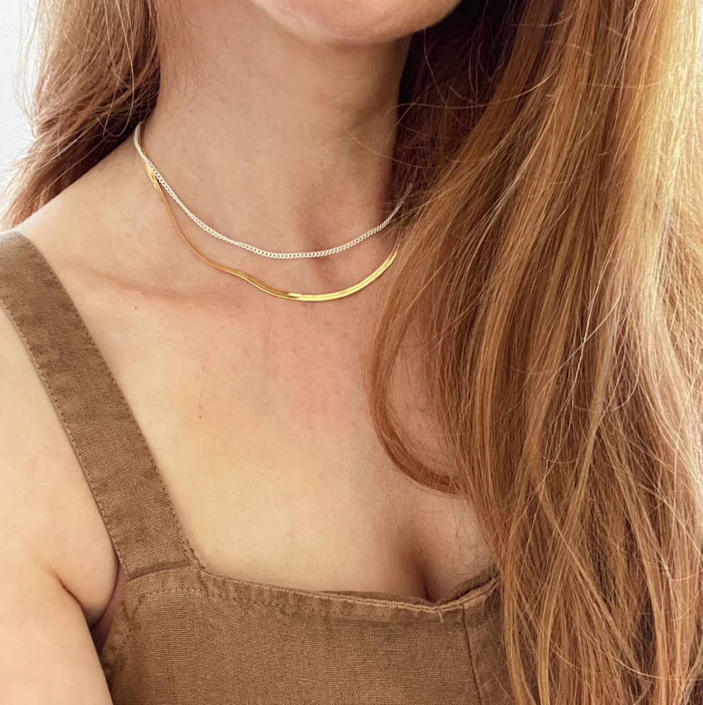 Selma Herringbone Snake Chain Necklace