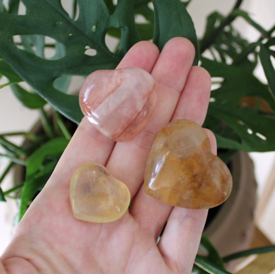 Hematoid Quartz Crystal Heart, Large