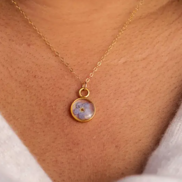 Round Forget Me Not Necklace