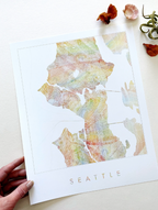 Seattle, WA Rainbow Watercolor Art Print