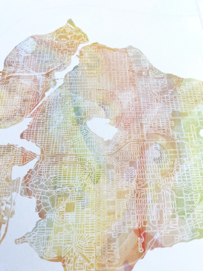 Seattle, WA Rainbow Watercolor Art Print