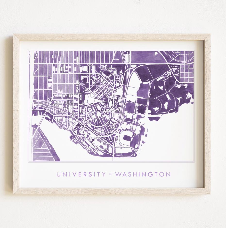 UW Campus Watercolor Art Print