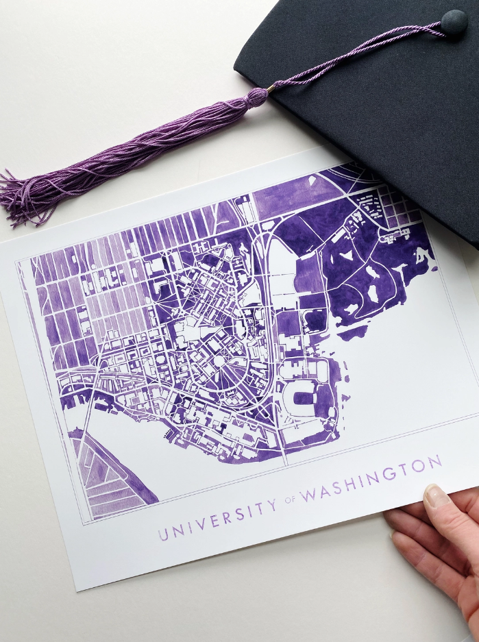 UW Campus Watercolor Art Print