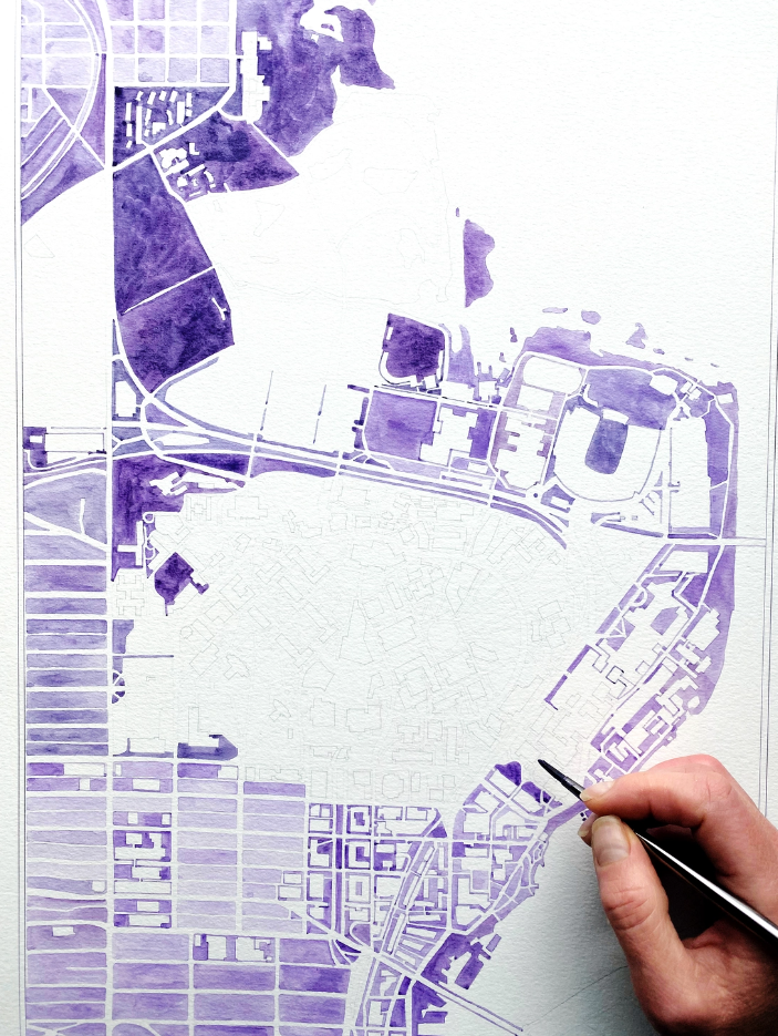 UW Campus Watercolor Art Print
