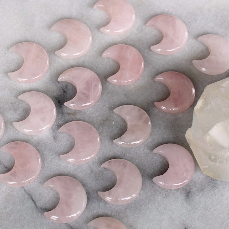 Rose Quartz Crystal Moon