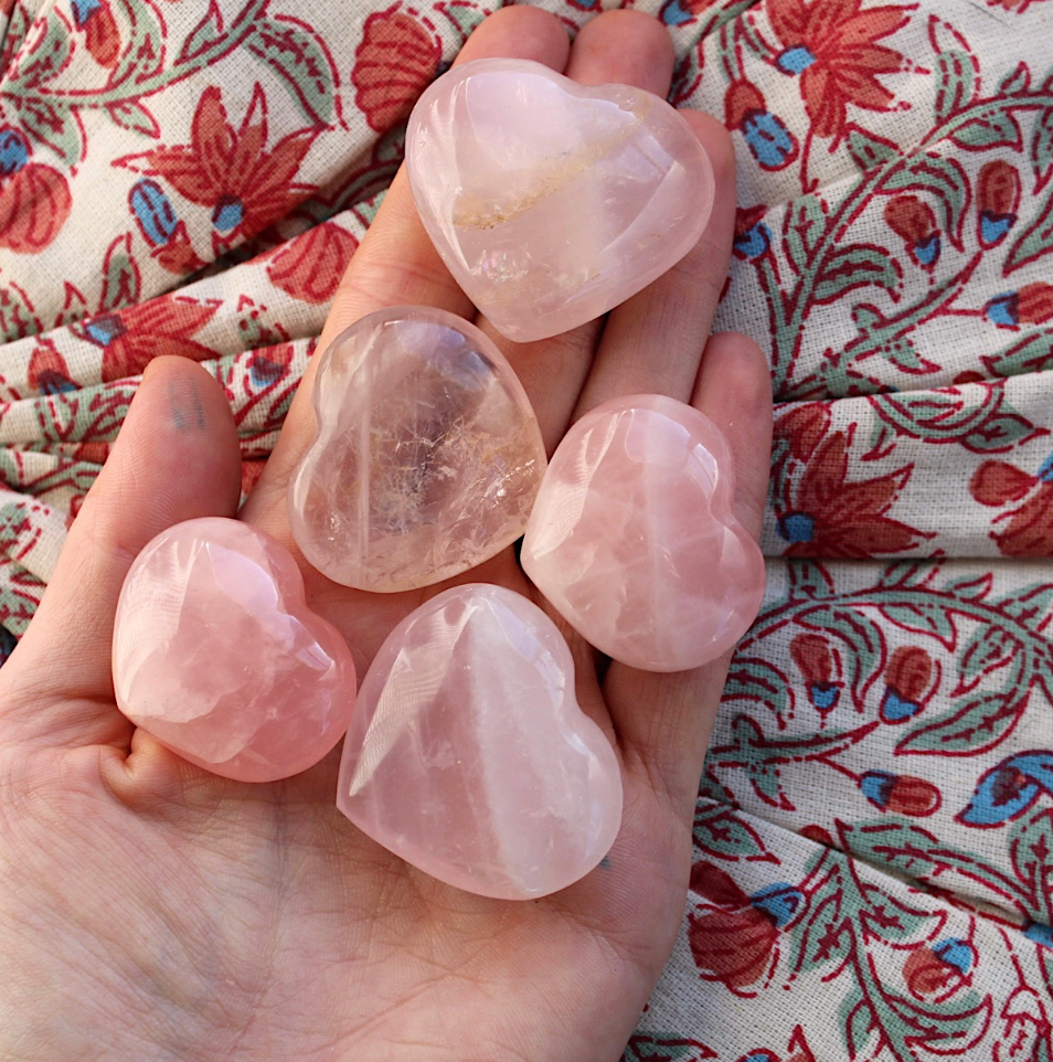 Rose Quartz Crystal Heart, Large
