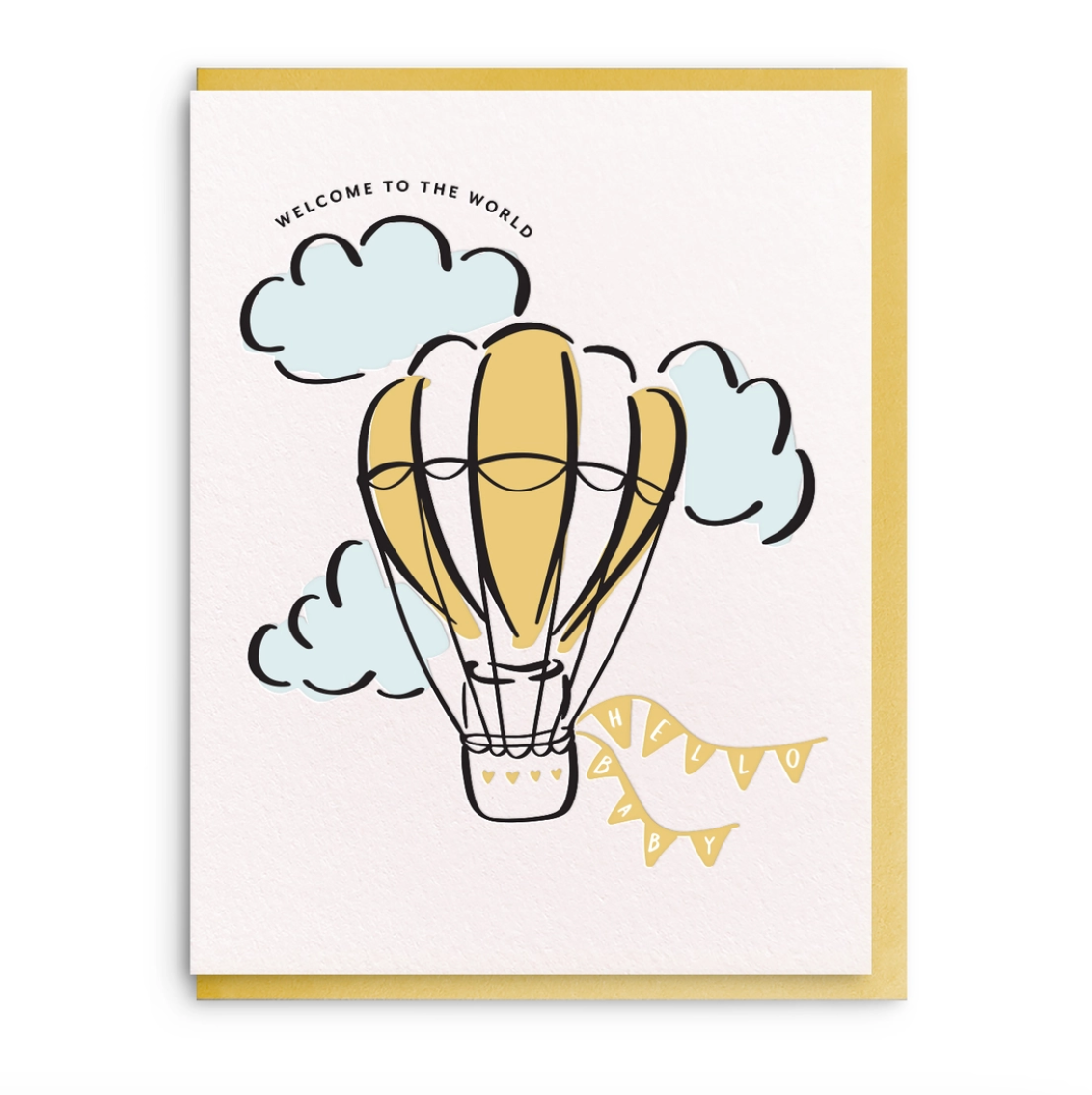 Hot Air Balloon Hello Baby Greeting Card