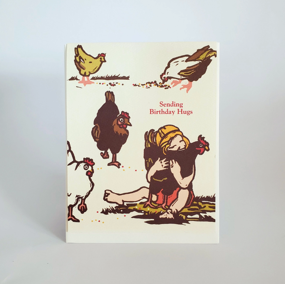 Birthday Chicken Hug Greeting Card