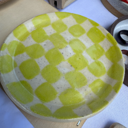 Lime Green Checkered Ring Dish