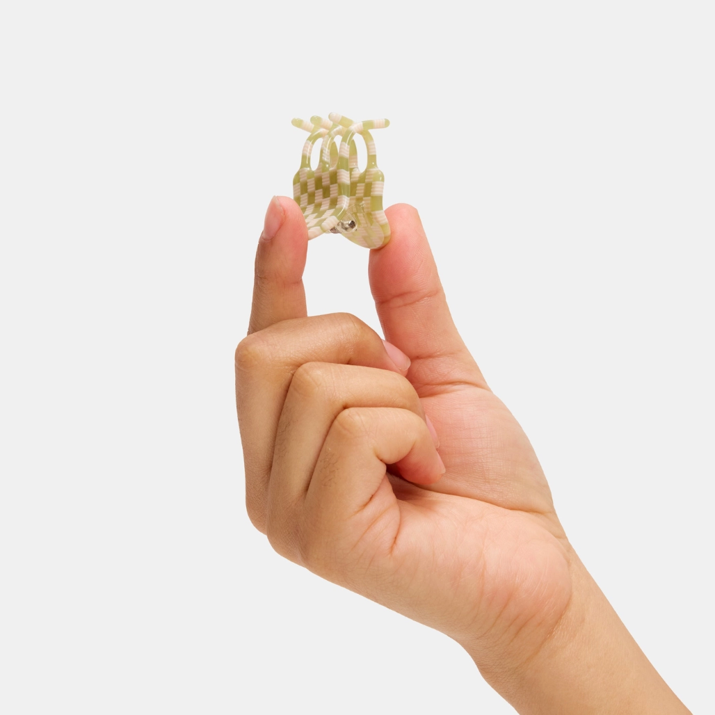 Mini Claw in Olive Check