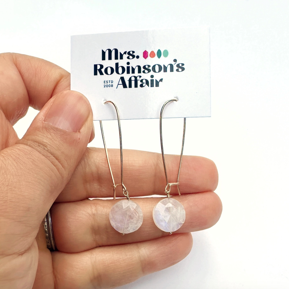 Rainbow Moonstone Kidney Earrings
