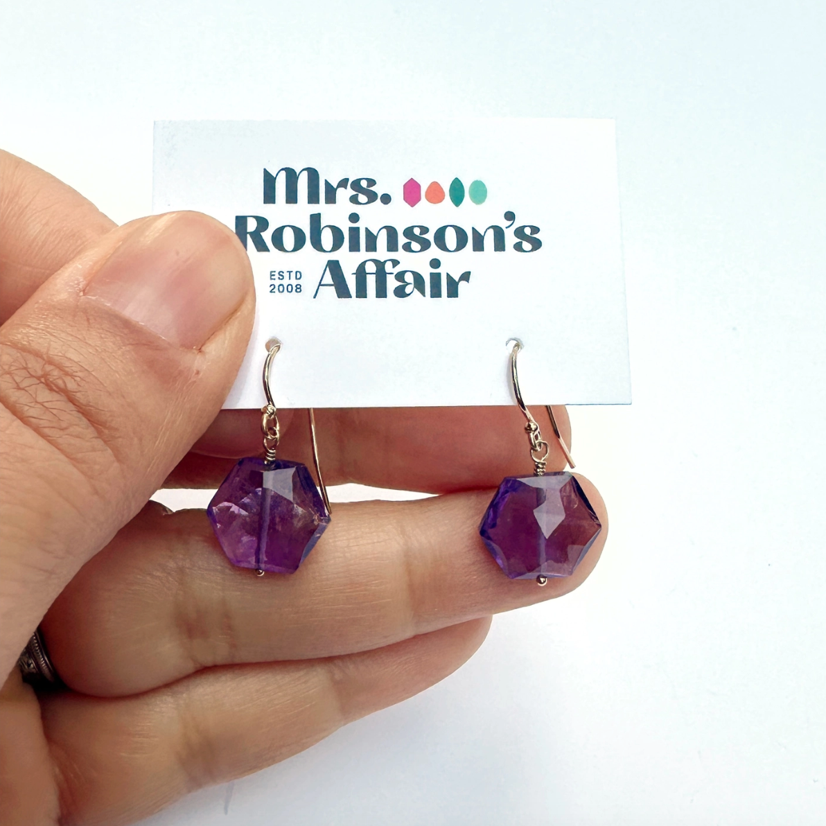 Purple Amethyst Simple Earrings