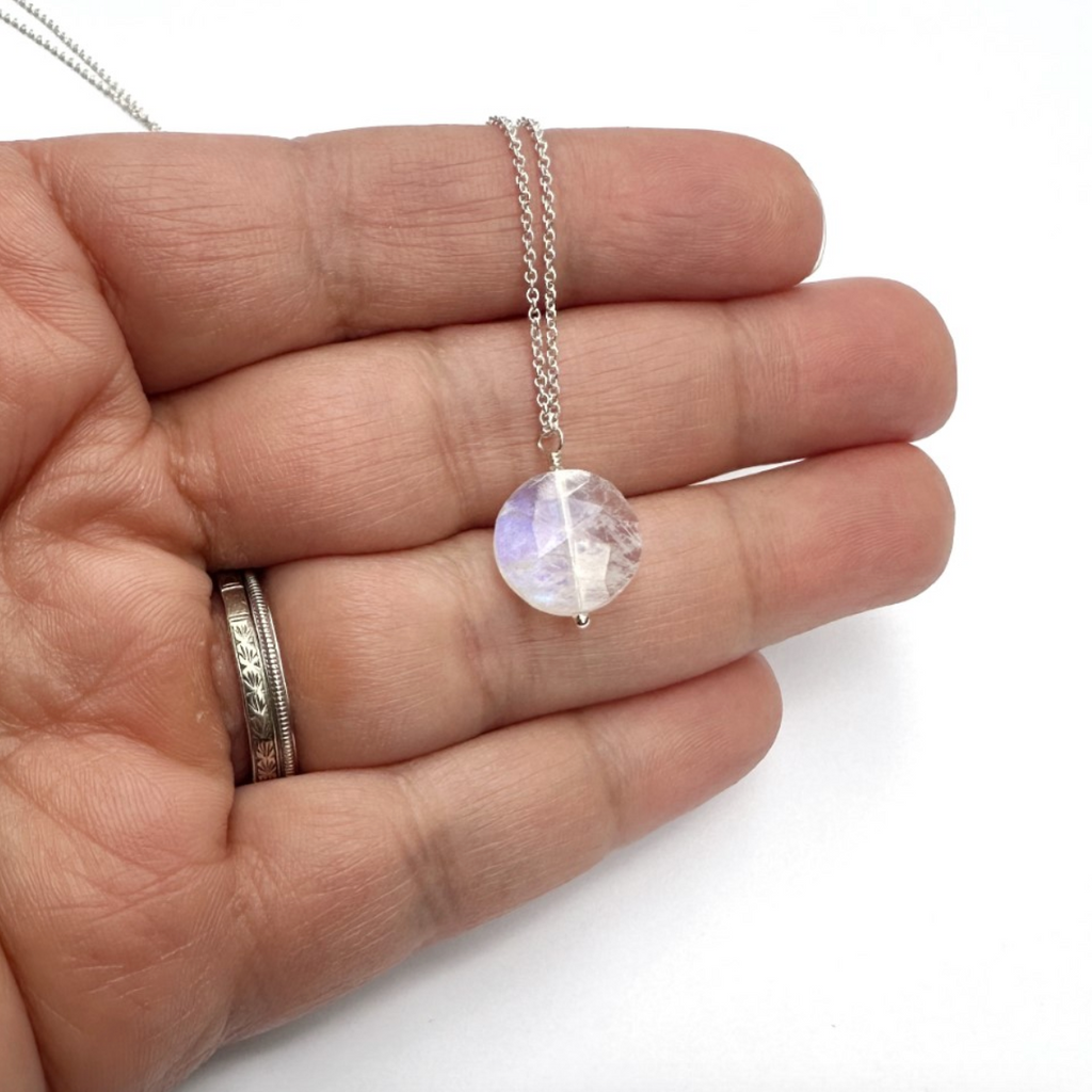 Rainbow Moonstone Simple Necklace