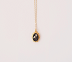Beaded Oval Pressed Flower Necklace