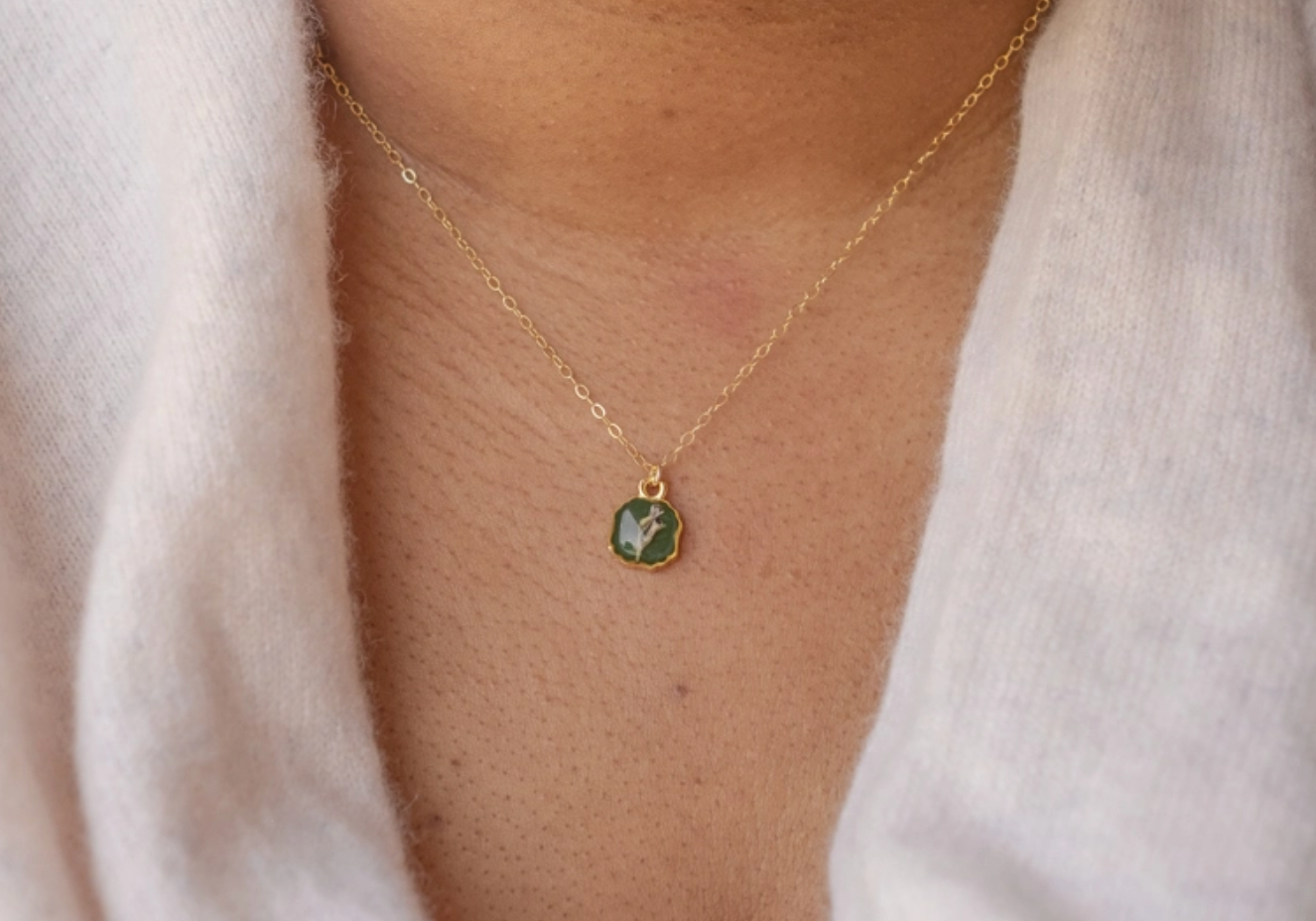 Square Pressed Flower Necklace