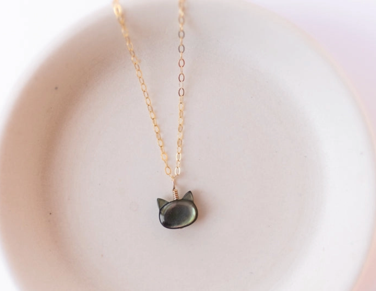 Mother of Pearl Cat Necklace