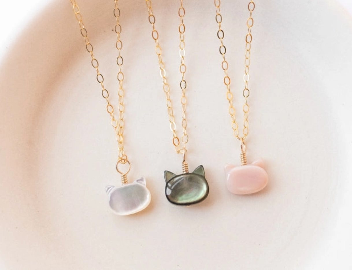 Mother of Pearl Cat Necklace