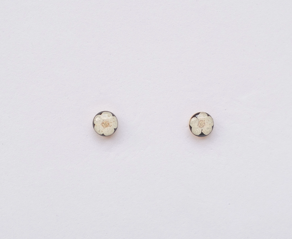 Pressed Beige Flower Earrings, Small