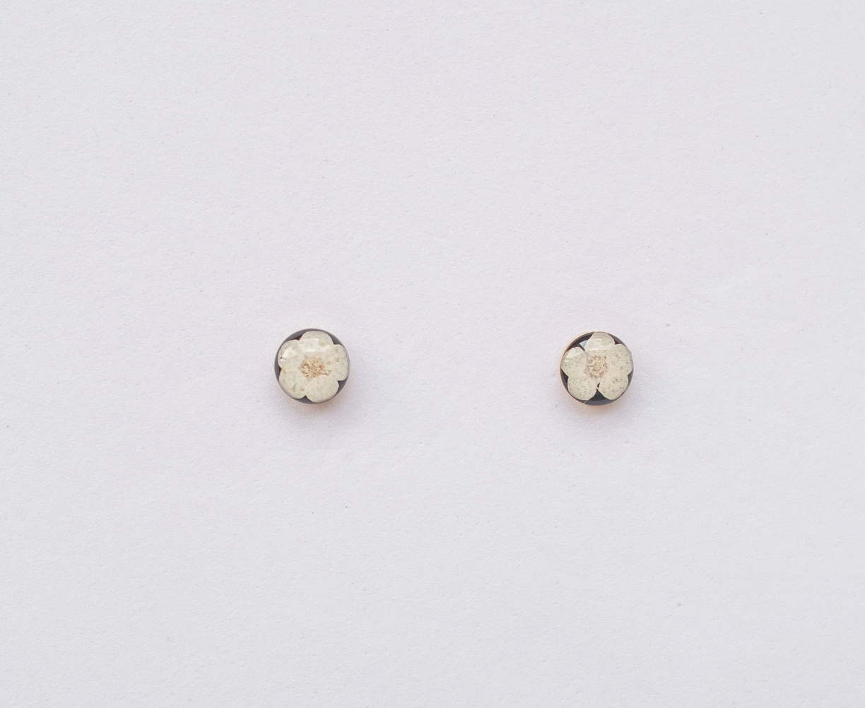 Pressed Beige Flower Earrings, Small