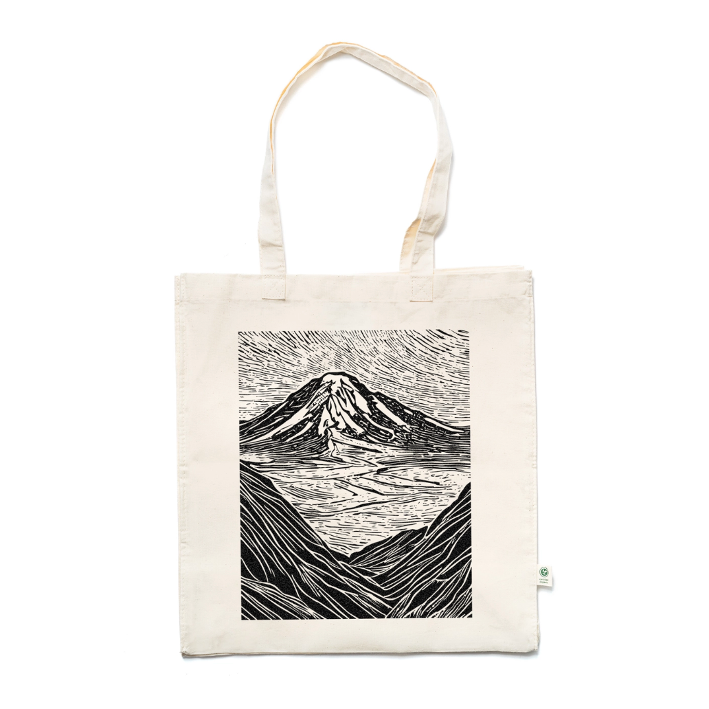 Mt Rainier Printed Cotton Tote Bag