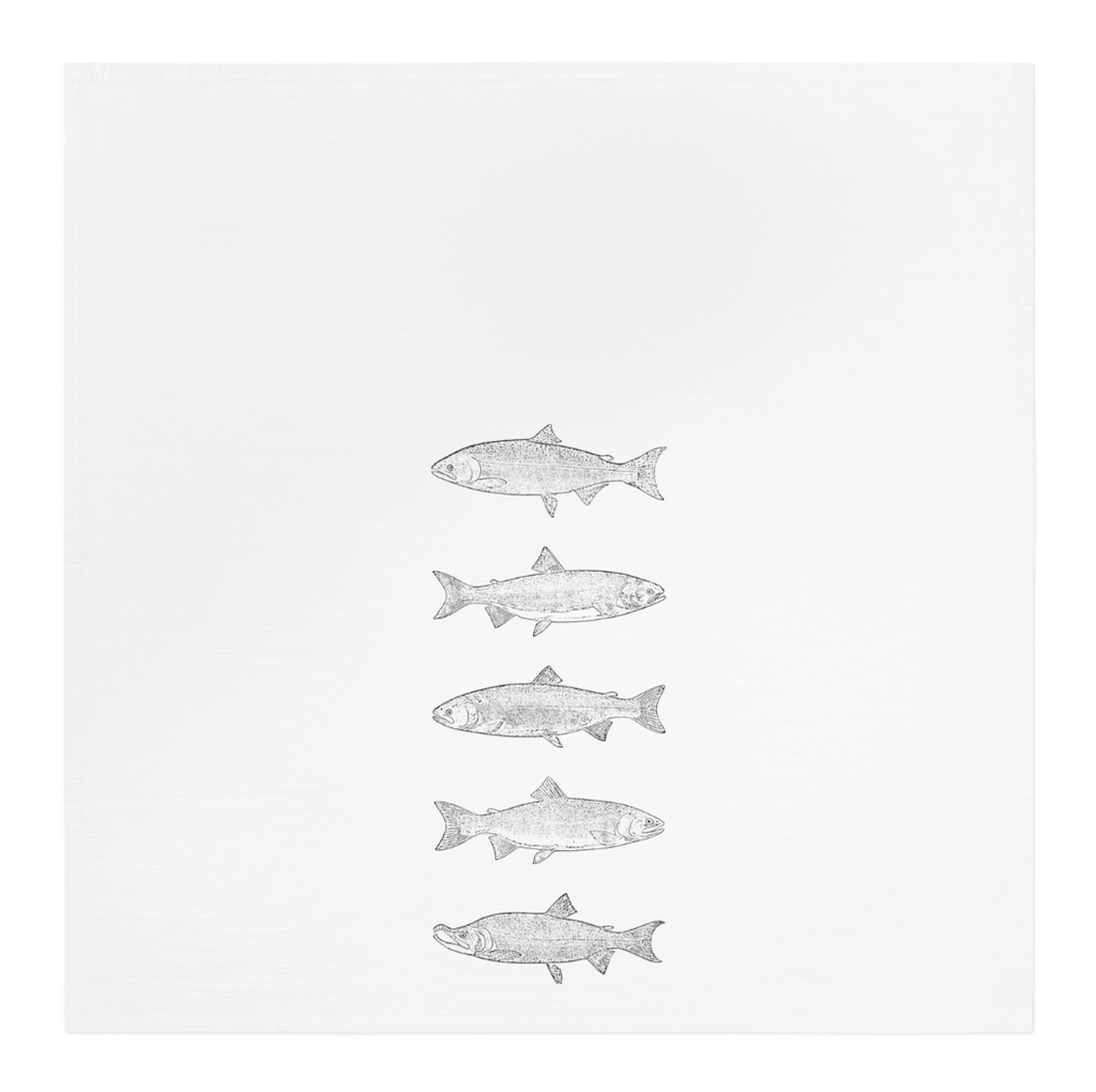 Salmon Printed Cotton Kitchen Tea Towel