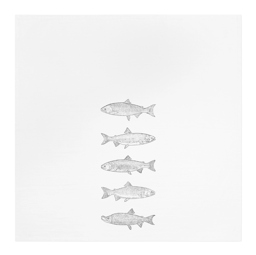 Salmon Printed Cotton Kitchen Tea Towel