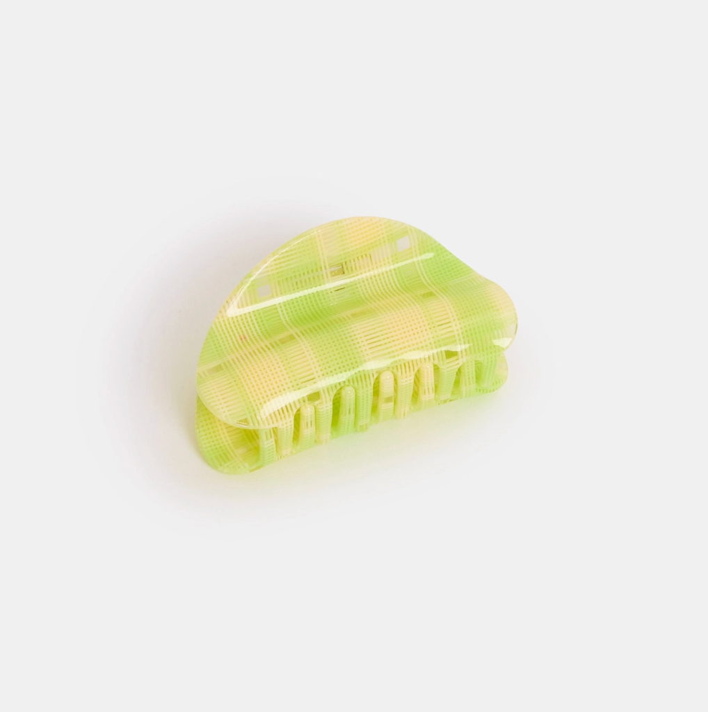 Juno Claw in Lime + Cream Plaid