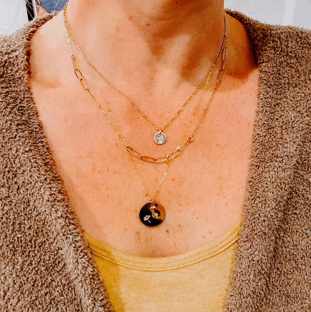 Hand Stamped Wish Coin Necklace