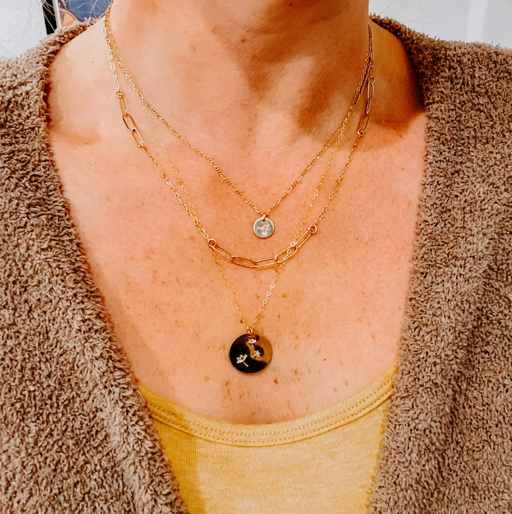 Hand Stamped Wish Coin Necklace