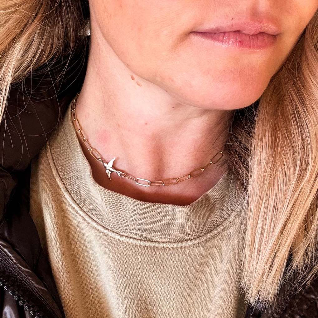 Sparrow Paperclip Chain Link Necklace