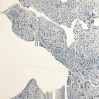 Seattle, WA Blue Watercolor Map Art Print